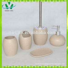 5 pcs handmade ceramic bathroom set wholesale with toilet brush holder